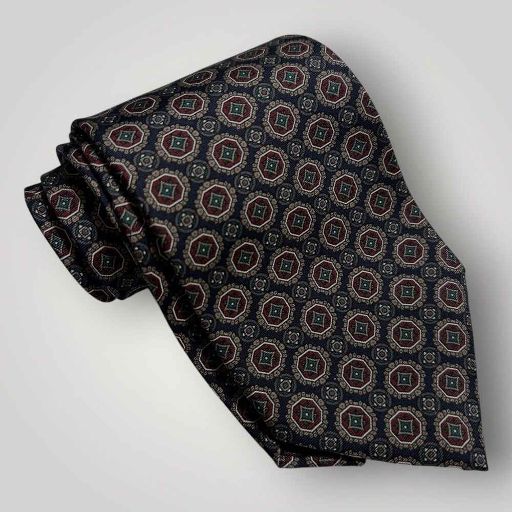 CHRISTIAN DIOR Tie Silk Tie Navy/Other 100% Silk Geometric POLKA DOT Made in USA